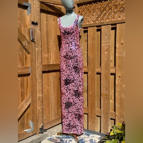 🆕 SIMKHAI 🧿 NWOT Bex Sequined Embellished Maxi Dress, Sorbet Pink- Sz US 0 - Picture 10 of 16